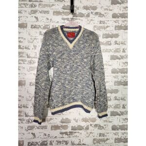 Vintage Jantzen Sweater Medium Blue Wool Preppy Marled Unisex 80s